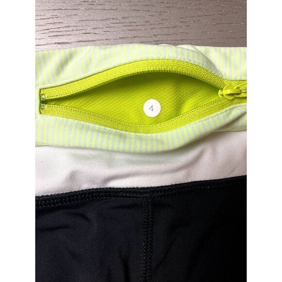 Lululemon Soul Cycle Inspire Crop II Black /Tonka Stripe Clear Mint White Size 4 - Picture 8 of 8